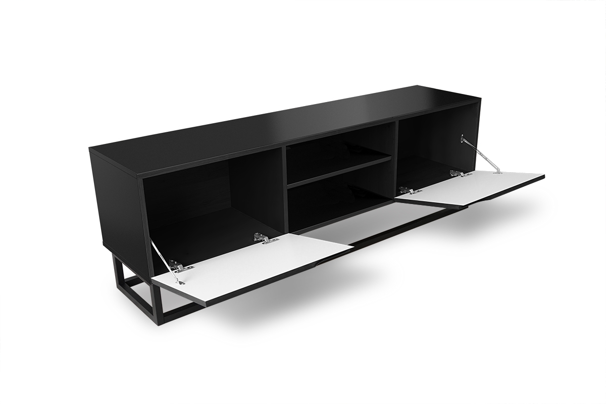 Loftia Mini TV-szekrény fémkereten - fekete/fekete matt Skříňka tv na kovovém rámu