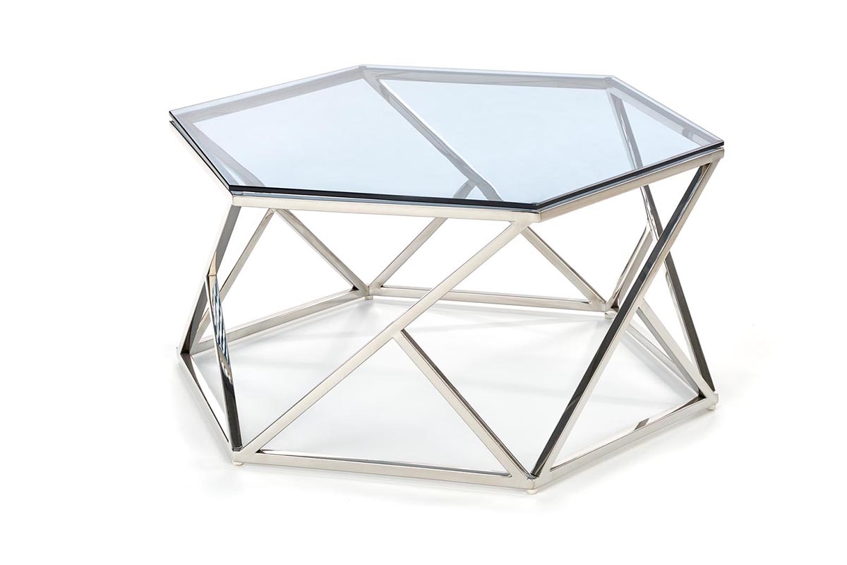 Konferenčný stolík CRISTINA 80x70 cm - dymové sklo / strieborná Konferenčný Stolík dymiona Cristina - zakouřený