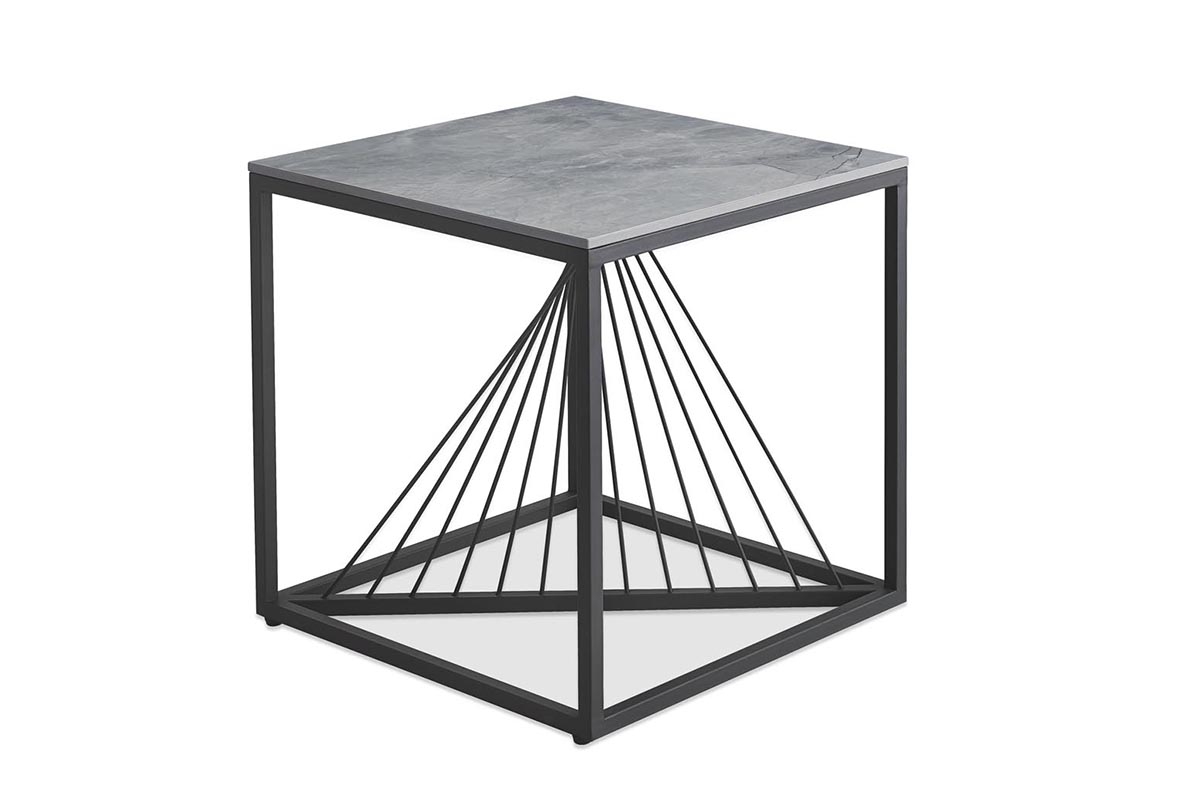 Konferenčný stolík INFINITY 2 - sivý mramor / čierna - 55x55 cm INFINITY 2 štvorec,  Konferenčný stolík, Popolový mramor / Čierny