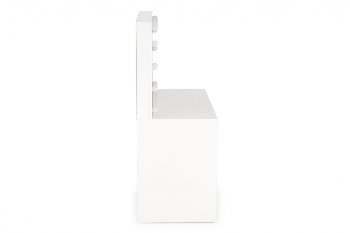 Moderný toaletný stolík Hollywood XL s osvetlením a zásuvkami 120 cm - biela Toaletný Stolík Hollywood XL so zásuvkami i podswietleniem LED 120 cm - Biely
