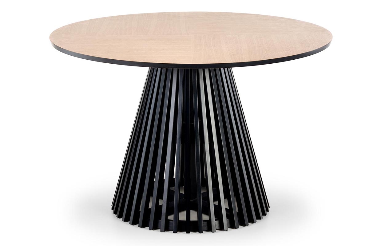 Okrúhly jedálenský stôl MIYAKI 120 cm - dub / čierna MIYAKI Stôl Pracovná doska - Dub prírodné, noha - Čierny