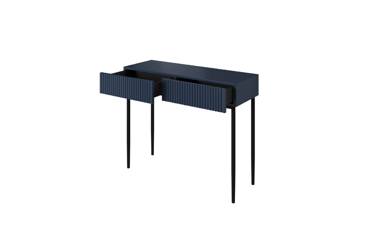 Toaletní/konzolový stolek Nicole 100 cm - tmavě modrá / černé nožky Toaletní stolek na kovovém podstavci