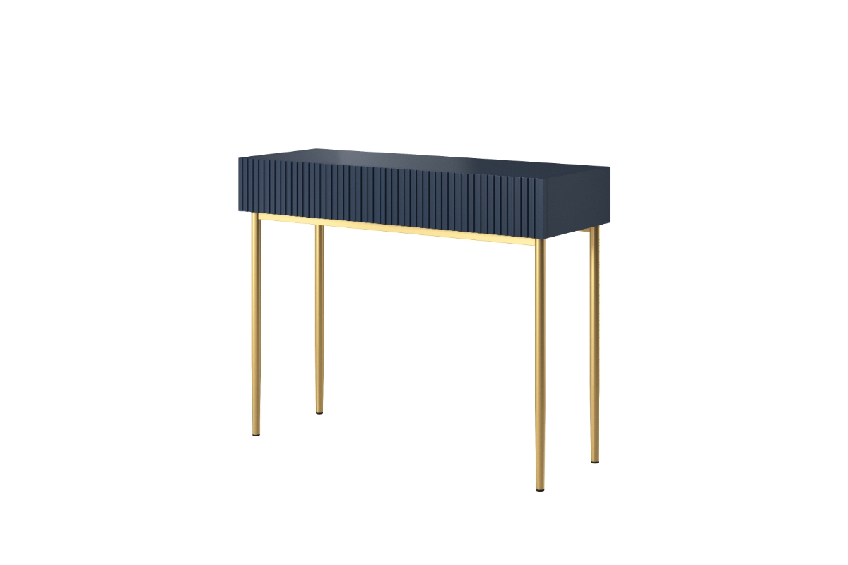 Toaletní/konzolový stolek Nicole 100 cm - tmavě modrá / zlaté nožky konzole do obývacího pokoje