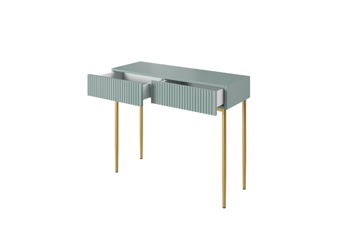 Toaletní/konzolový stolek Nicole 100 cm - šalvějová / zlaté nožky Elegantní Toaletní stolek