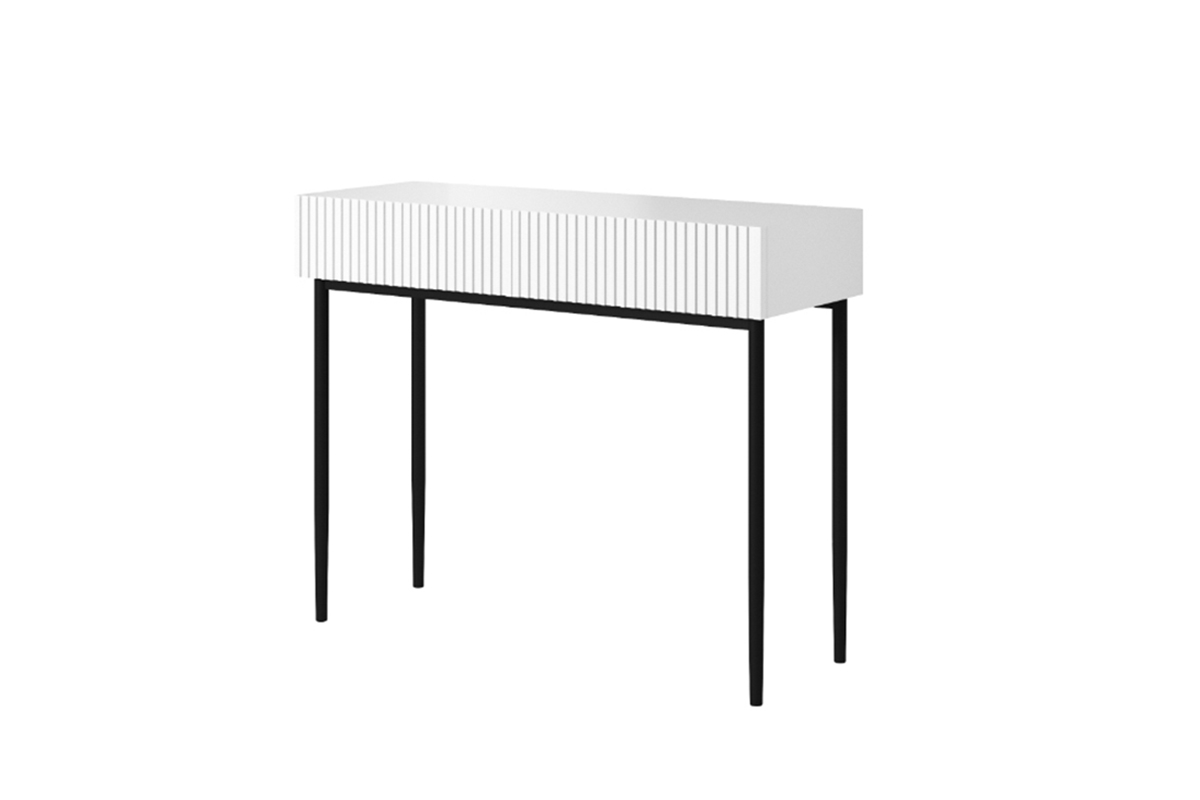 Toaletní/konzolový stolek Nicole 100 cm - bílý mat / černé nožky moderní Toaletní stolek