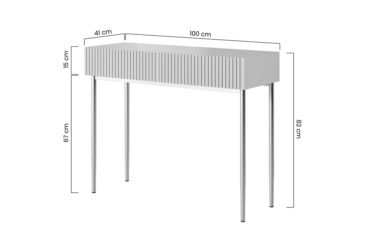 Toaletní/konzolový stolek Nicole 100 cm - bílý mat / zlaté nožky konzole