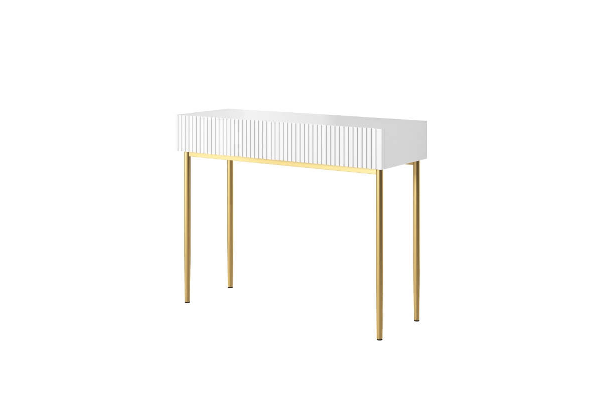 Toaletní/konzolový stolek Nicole 100 cm - bílý mat / zlaté nožky toaletka 