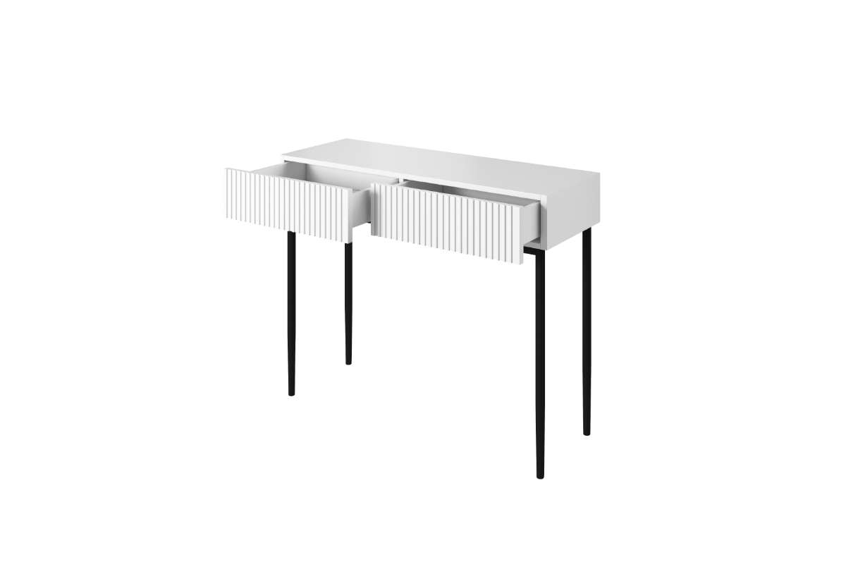 Moderný písací stôl Nicole - biely mat / čierne nožičky Moderný stolík do spálne