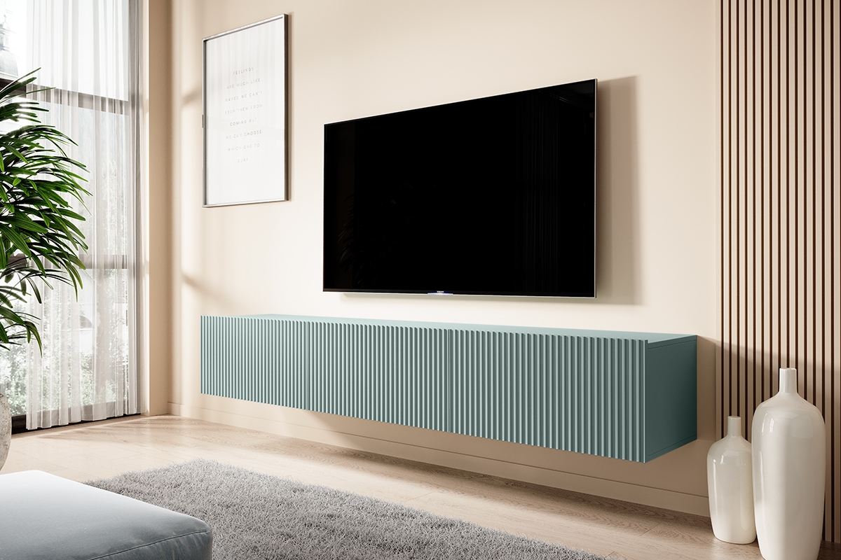Závěsný TV stolek Nicole 200 cm - šalvějová Skříňka tv do obývacího pokoje