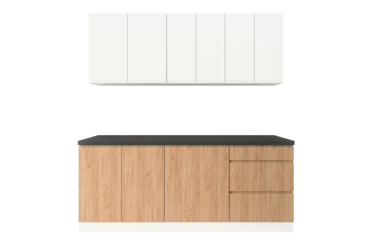 Kuchyně Aspen Bílý lesk / Craft - 200cm - Komplet kuchyňského nábytku  Komplet nábytku Aspen 
