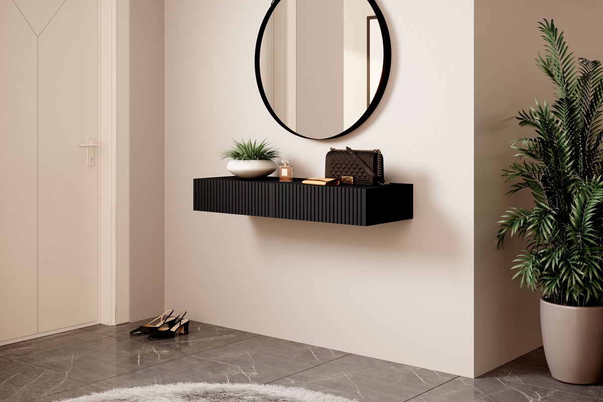 Závesný toaletný stolík Nicole 100 cm so zásuvkami - čierna Závesný konzolový stolík