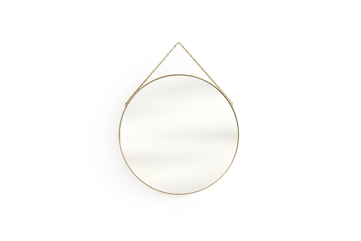 Zrcadlo Nicole kulaté 80 cm - zlaté Zrcadlo na řetízku