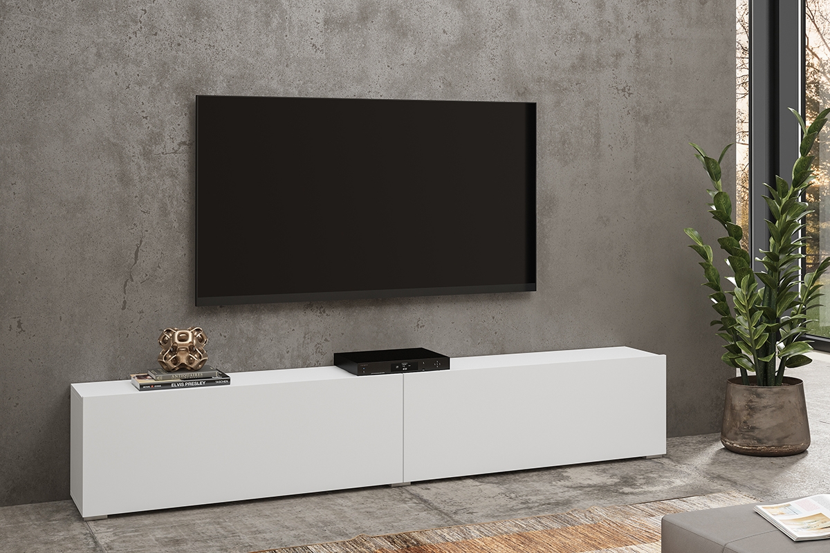 TV skrinka AVA 180 - biela / wotan Biela minimalistická TV skrinka