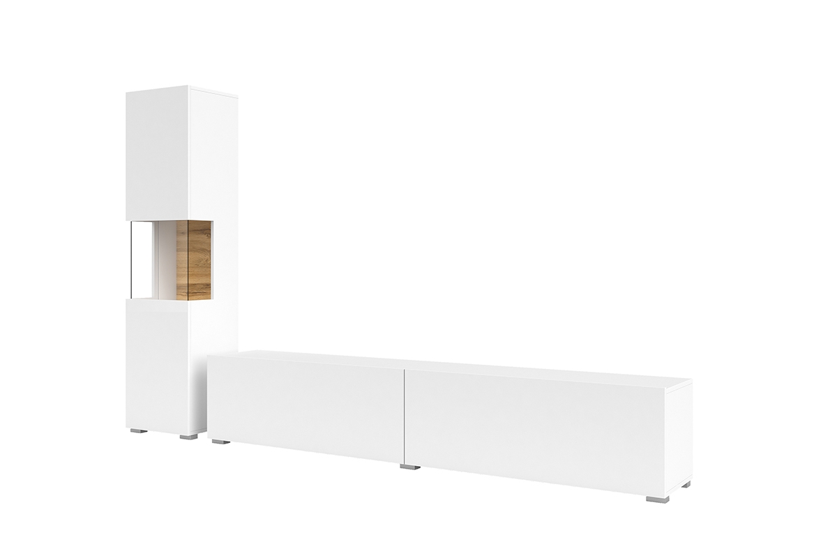 Obývací stěna stojací - závěsná do obývacího pokoje AVA 09 - Bílý / wotan Bílá Obývací stěna 