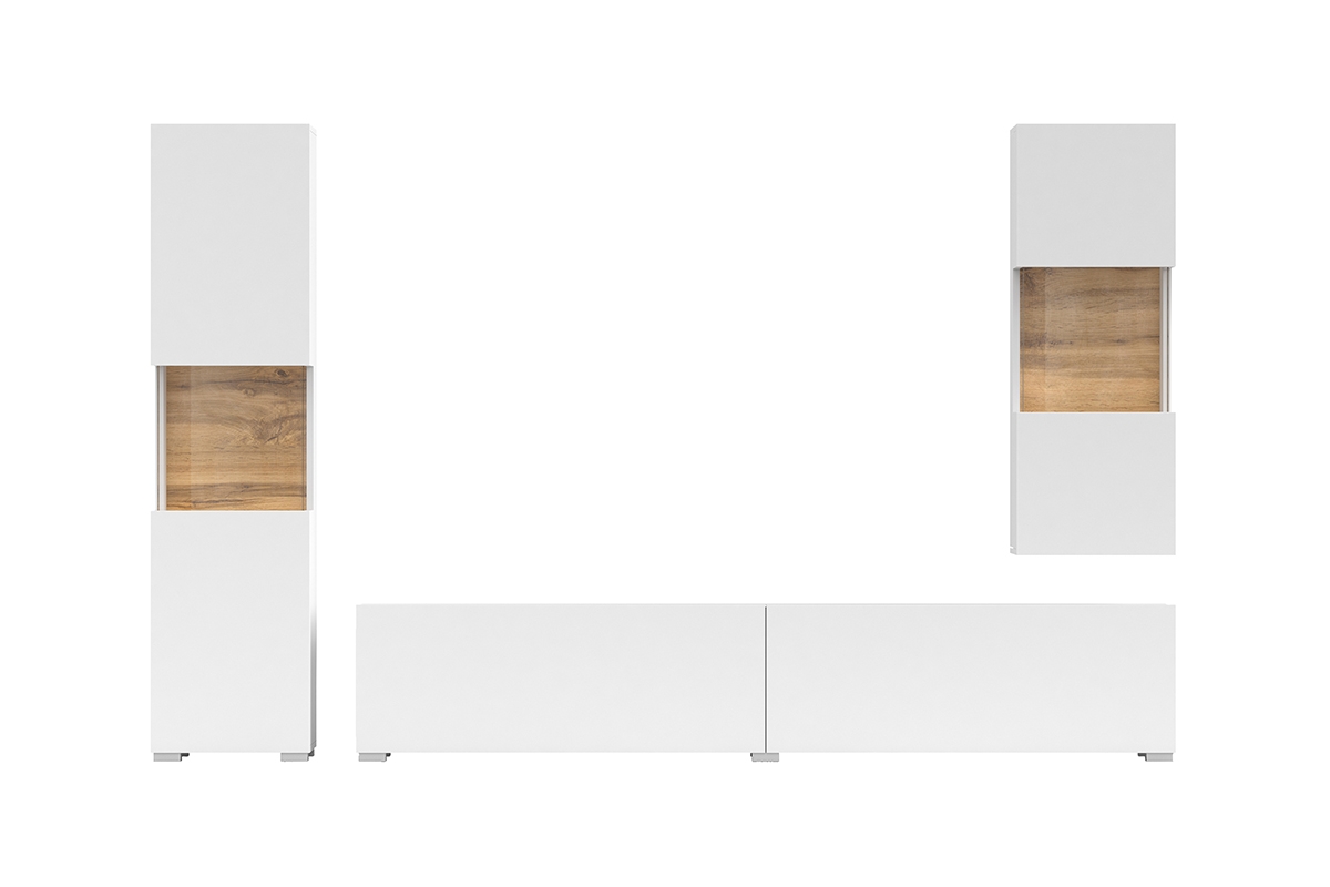 Obývací stěna stojací - závěsná do obývacího pokoje AVA 10 - Bílý / wotan solidna Bílá Obývací stěna