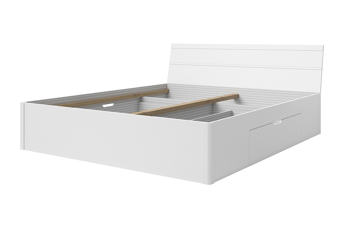 Beta 51 hálószobai ágy, fiókokkal - 160x200 cm - fehér biale postel s zásuvkami