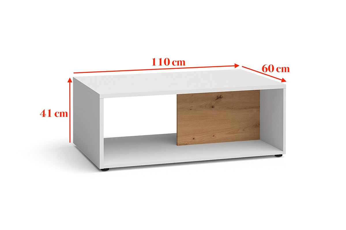 Konferenční stolek Lentia - Bílý / Dub artisan Bílý konferenční stolek s výklenkem