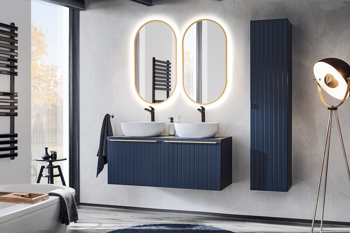 Komplet kúpeľňového nábytku Santa Fe Deep Blue IV - Modrý indigo  Nábytok glamour kúpeľňové 