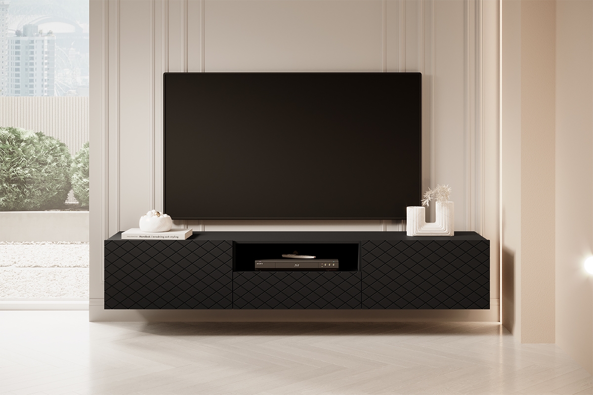 SCALIA 190 2K1SZ TV-szekrény, nyitott polccal, falra szerelhető - matt fekete SCALIA 190 2K1SZ TV-szekrény, nyitott polccal, falra szerelhető - matt fekete - elrendezés