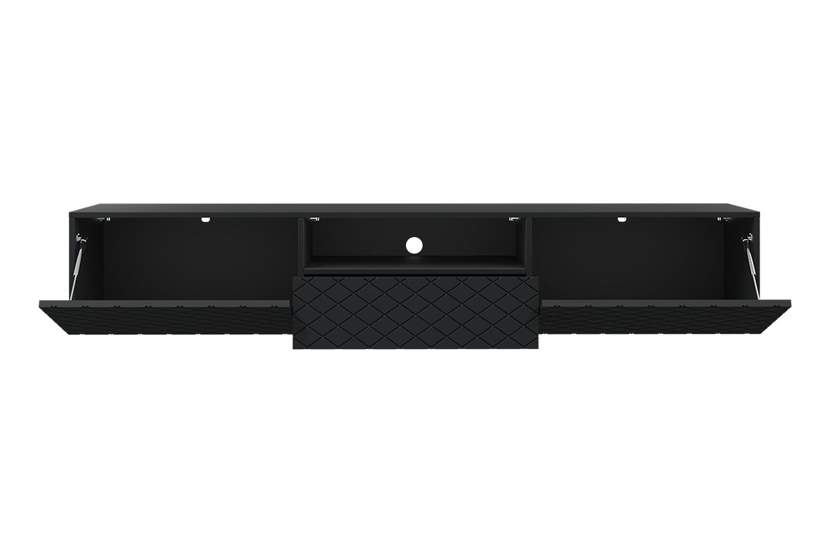 Závěsný TV stolek Scalia 190 cm s výklenkem - černý mat solidní provedení
