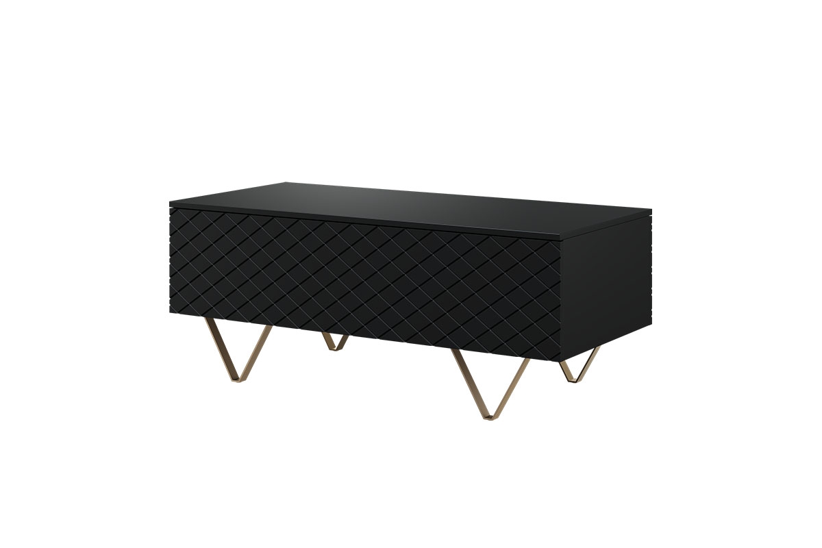 Scalia 120 2K dohányzóasztal fiókkal - fekete matt / arany lábak Konferenční stolek Scalia 120 2K s úložným prostorem