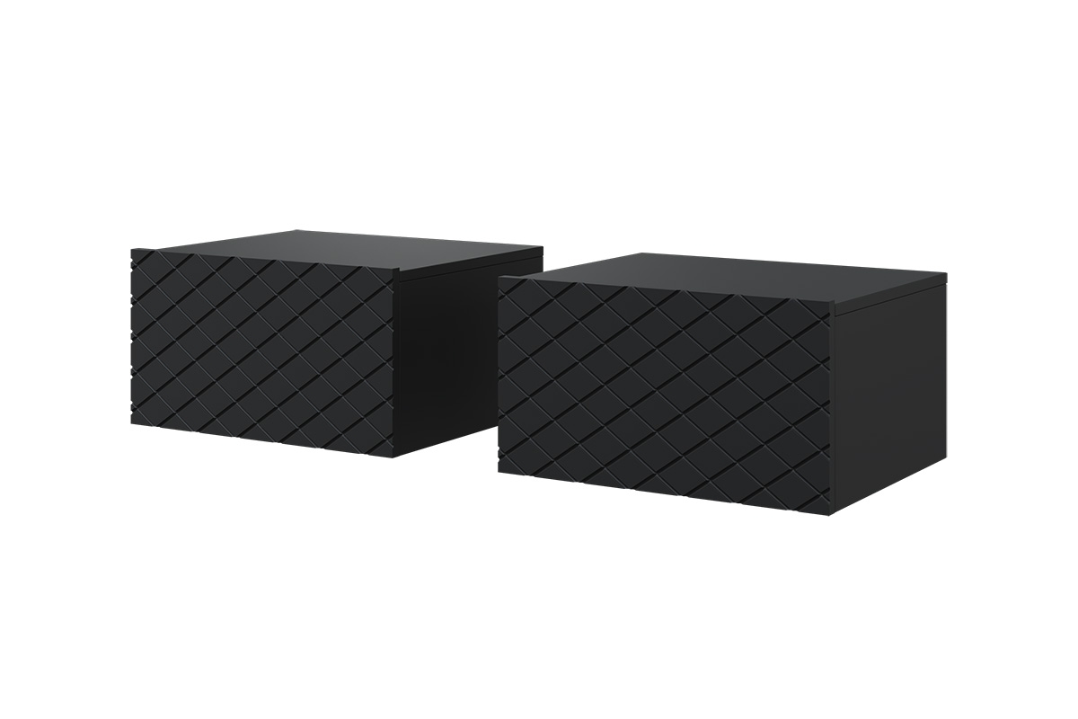 Komplet závěsných nočních stolků Scalia 50 cm 2 ks - černý mat zestaw dwóch szafek nocnych