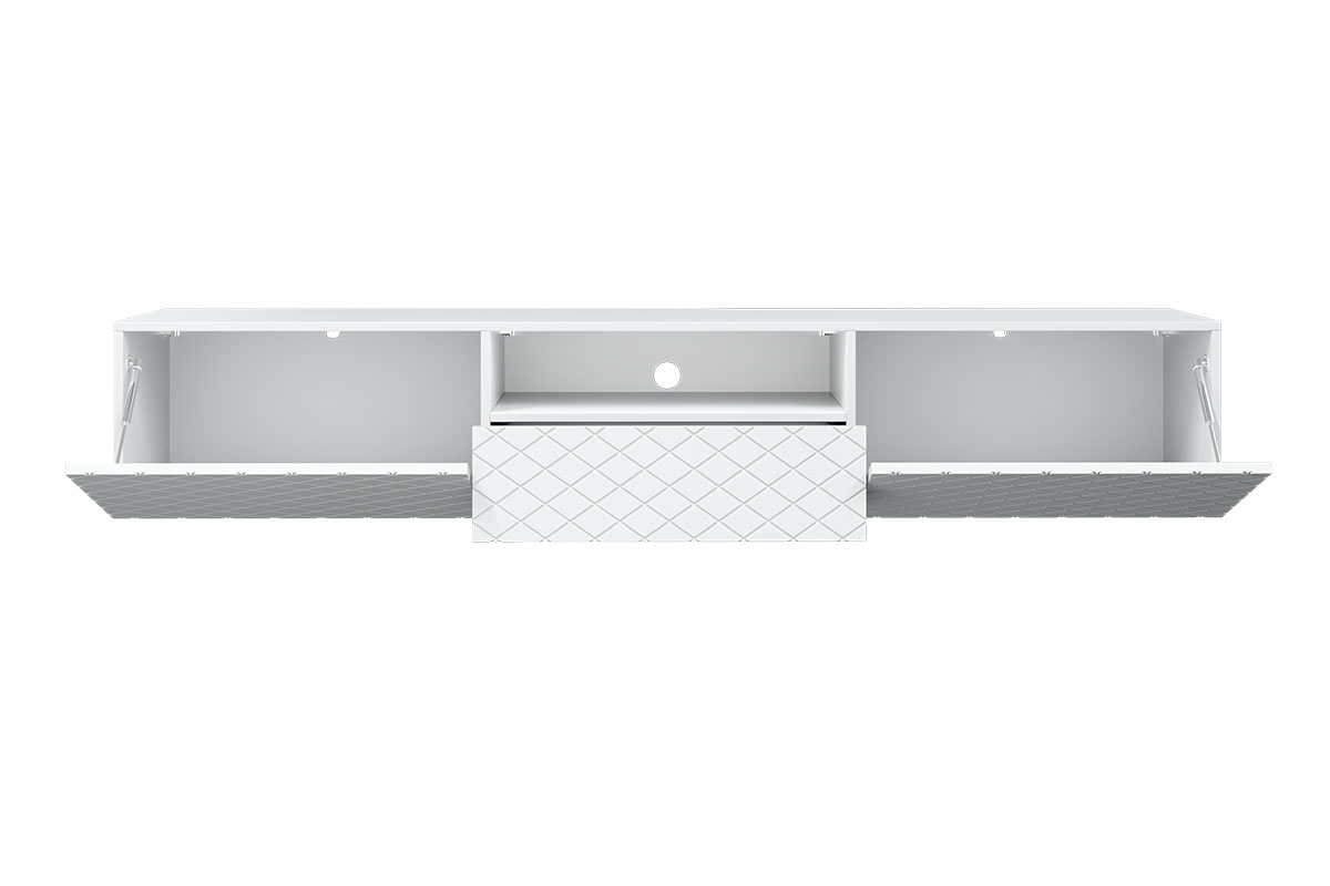 Závěsný TV stolek Scalia 190 cm s výklenkem - bílý mat moderní styl