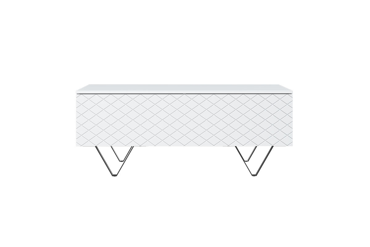 Scalia 120 2K dohányzóasztal fiókkal - fehér matt / fekete Lábak Konferenční stolek s úložným prostorem