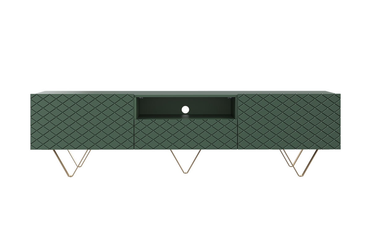 TV stolek Scalia 190 cm s výklenkem - labrador mat / zlaté nožky nadčasový design