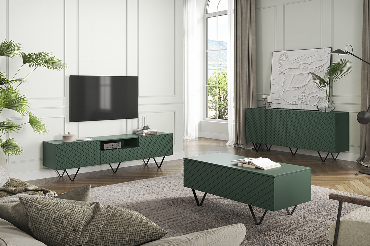 TV stolík Scalia s otvorenou policou 190 cm - labrador mat / čierne nožičky Moderná obývacia izba