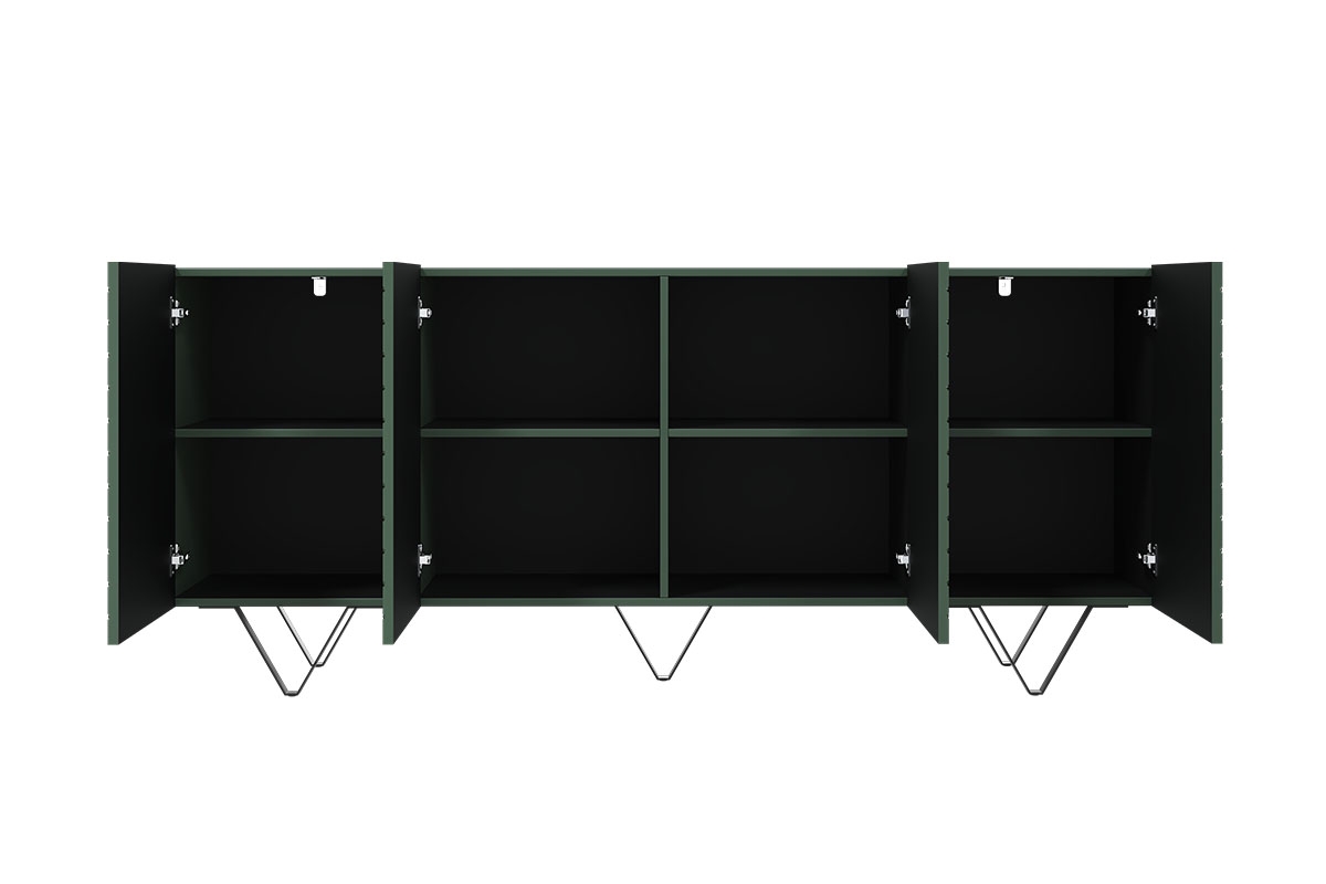 SCALIA 190 4D négyajtós szekrény - matt sötétzöld / fekete lábak Komoda na černých nohách