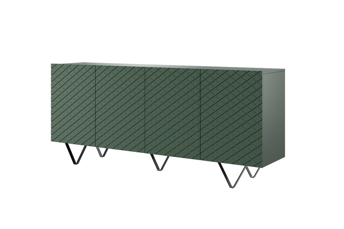 SCALIA 190 4D négyajtós szekrény - matt sötétzöld / fekete lábak Zelená Komoda na černých nohách