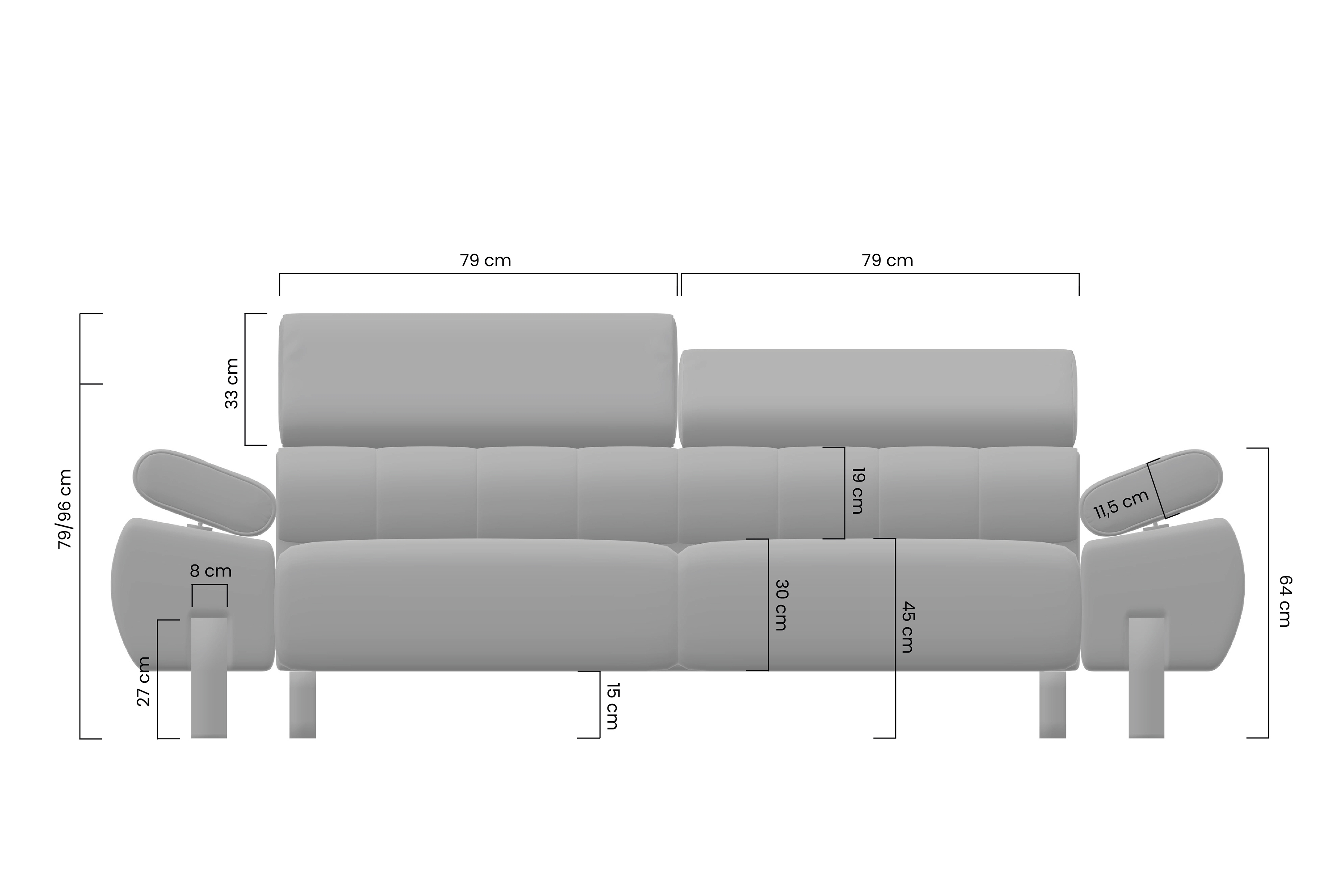 Canapea cu trei locuri cu scaun extensibil electric Verica Sofa trei cifre z electric wysuwanym scaun Verica III