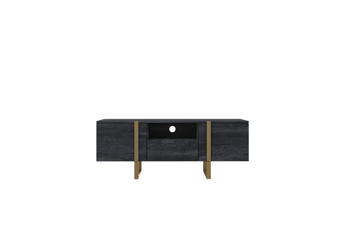 TV stolek Verica 150 cm s výklenkem - charcoal / zlaté nožky barevné provedení: charcoal / zlaté nožky