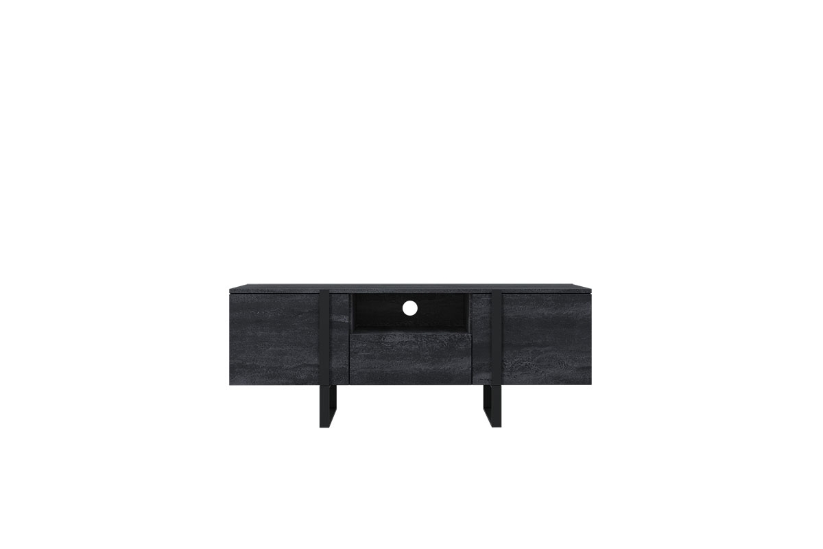 TV stolek Verica 150 cm s výklenkem - charcoal / černé nožky kolekce Verica