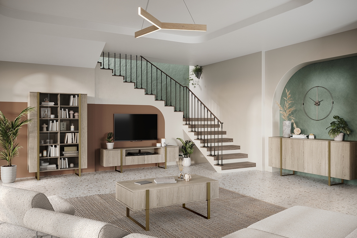Verica dohányzóasztal - szivacsos-tölgy / arany lábak elegantné obývací pokoj