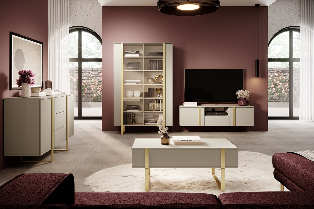 Konferenční stolek Verica - kašmírová / zlaté nožky stylový obývací pokoj