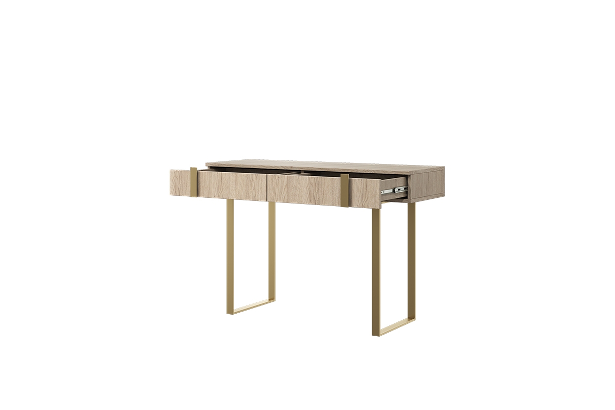 Verica modern konzolasztal/sminkasztal - szivacsos tölgy / arany lábak Toaletní stolek jasna