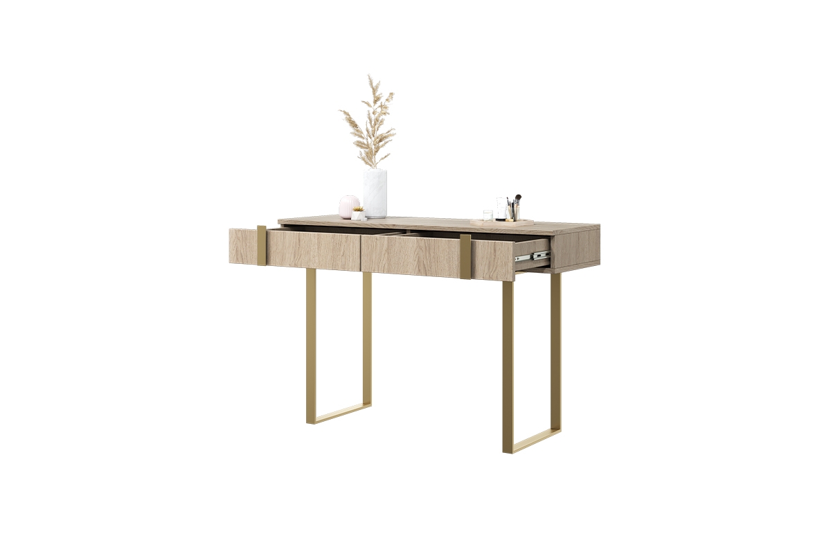 Toaletní/konzolový stolek Verica 120 cm - dub piškotový / zlaté nožky moderní Toaletní stolek