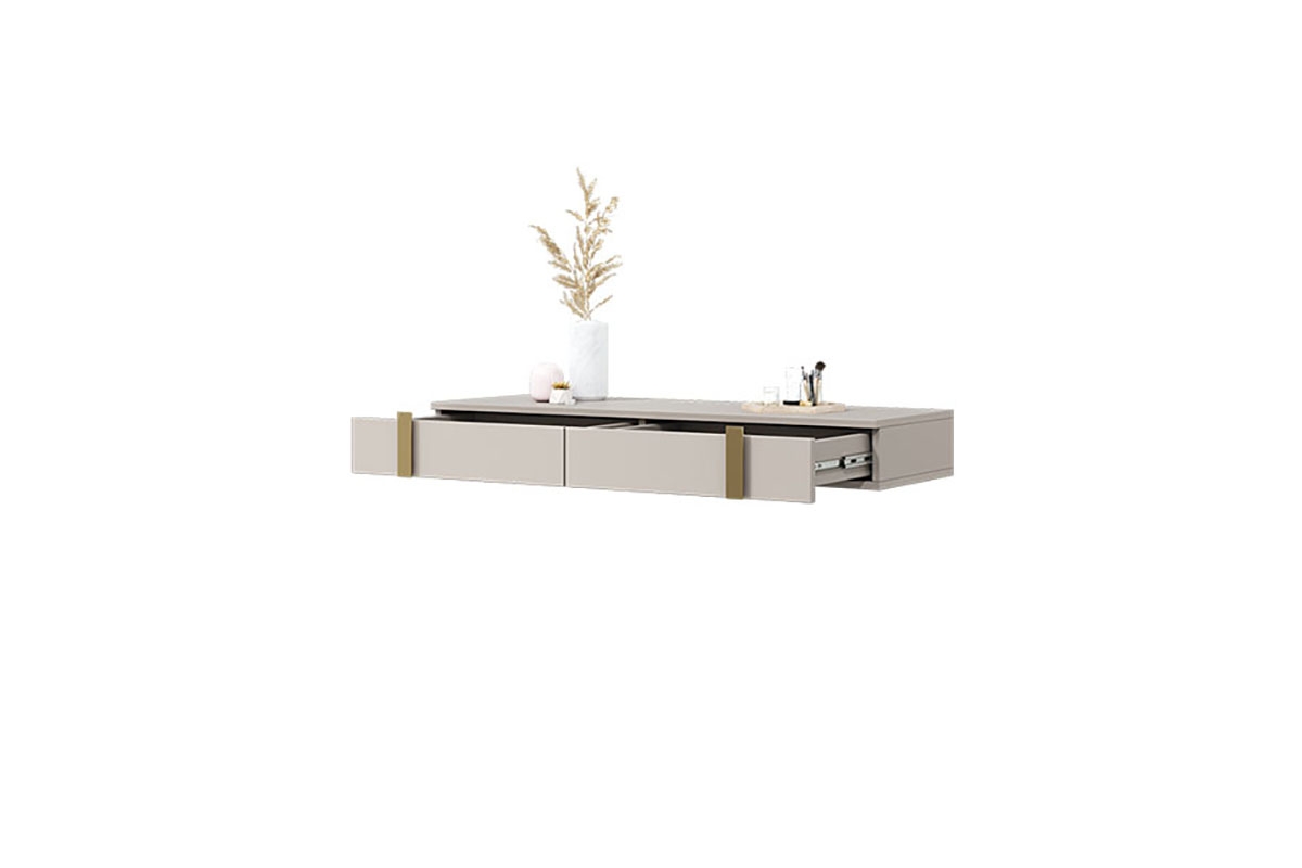 Závěsný toaletní/konzolový stolek Verica 120 cm - kašmírová / zlaté úchytky moderní design