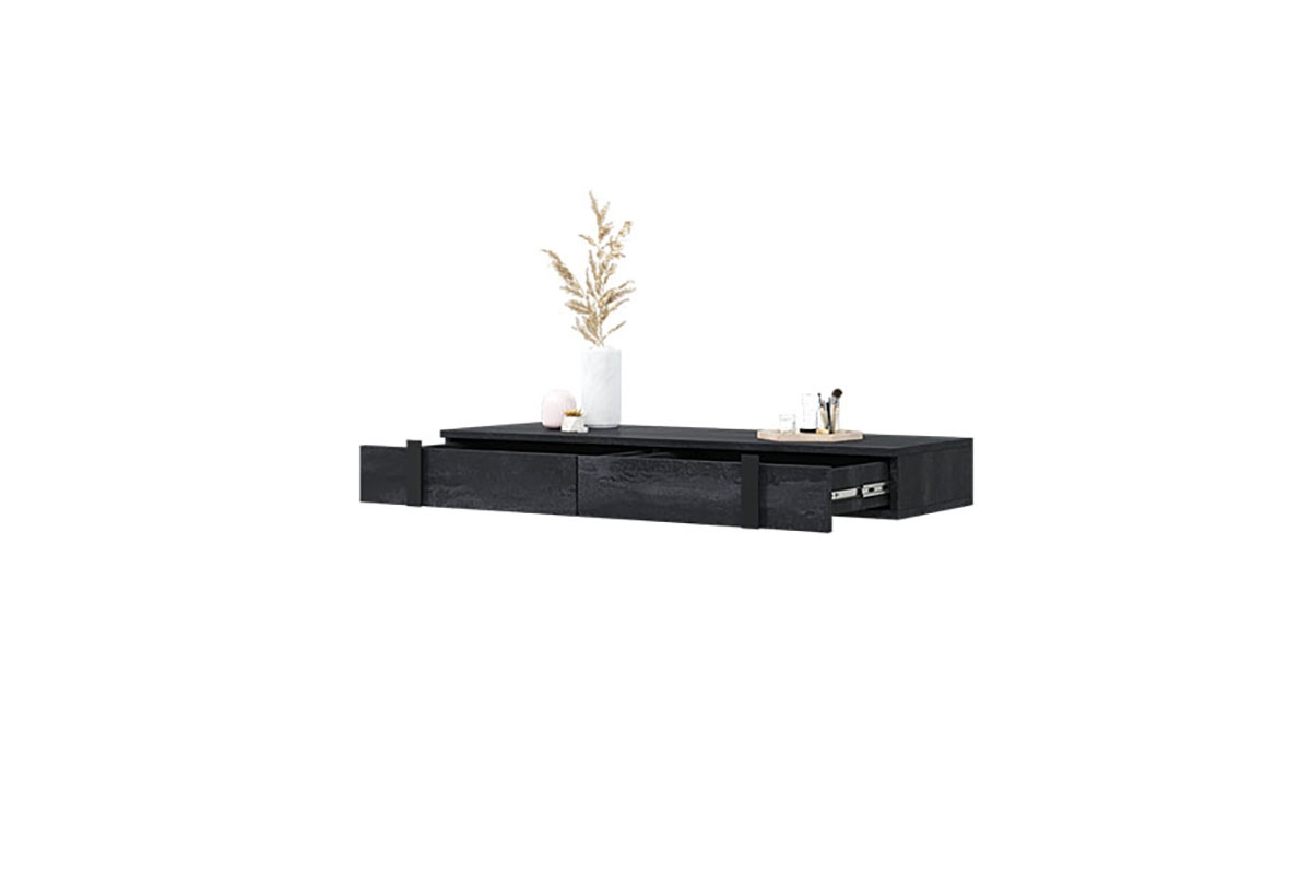 Verica falra szerelt konzolasztal/sminkasztal - szénfekete / fekete fogantyúk moderní design