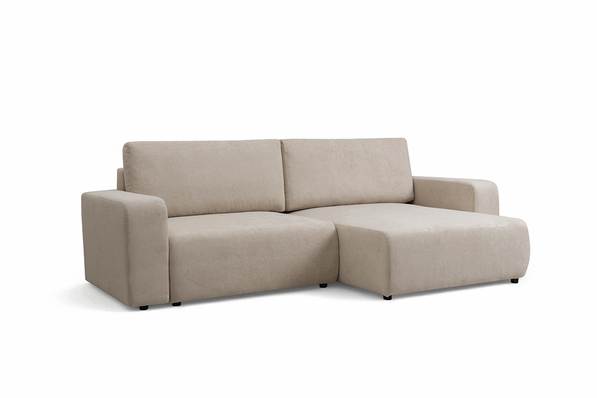 Rozkládací rohová sedací souprava Avia L - béžová Gerra 105  Rohová sedací souprava Avia Maxi rozkládací uniwersalny prawo/levá - béžová boucle Gerra 105