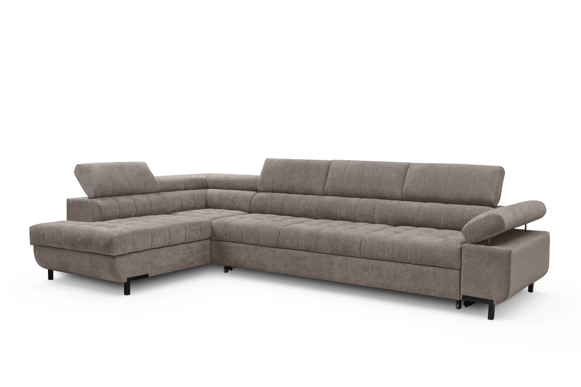 Rohová sedačka Tyrion Maxi s funkciou spania ľavá - hnedý šenil Vibe 21  Rohová sedacia súprava Tyrion Maxi s funkciou spánku Ľavá strana - Hnedý šenil Vibe 21