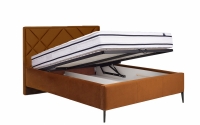 Posteľ čalúnená do spálne s úložným priestorom Simen - 140x200, Nohy čierny posteľ Simen s úložným priestorom na posciel 