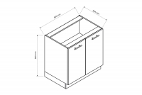 Irma D80 - Skříňka spodní dvoudveřová  Rozměry nábytku