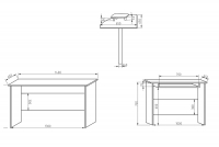 Rohový psací stůl s úložným prostorem BK53N Bílý Arktický Psací stůl rohový BK53N