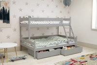 Dřevěná patrová postel Poli 90x180 PPS 002 Certyfikat šedý postel patrová  