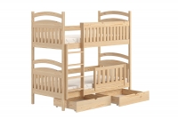 Dřevěná patrová postel Amely - Barva Borovice, rozměr 70x140 Dřevěná patrová postel Amely - Barva Borovice