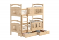 Dřevěná patrová postel Amely - Barva Borovice, rozměr 80x160  postel patrová  z bezpieczna drabinka