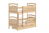 Dřevěná patrová postel Amely - Barva Borovice, rozměr 80x180 postel patrová  z pojemnymi zásuvkami 
